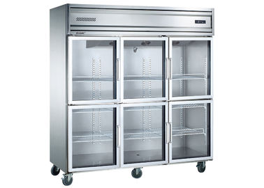 Aspera 수입된 압축기 4개의 이동할 수 있는 피마자를 가진 6개의 유리 문 상업적인 부엌 냉장고