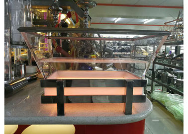 판, 투명한 아크릴 해산물 연어 뷔페 전시 역 배수를 가진 RGB LED 제빙 그릇